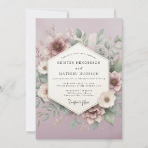 Mauve Blossom Romantic Wedding Invitation