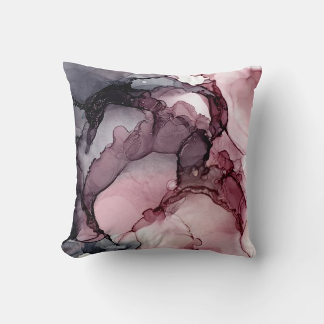 Mauve Blush Grey Abstract Cushion (Front)