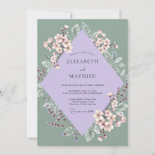 Mauve Blush Leaf Wedding Invitation