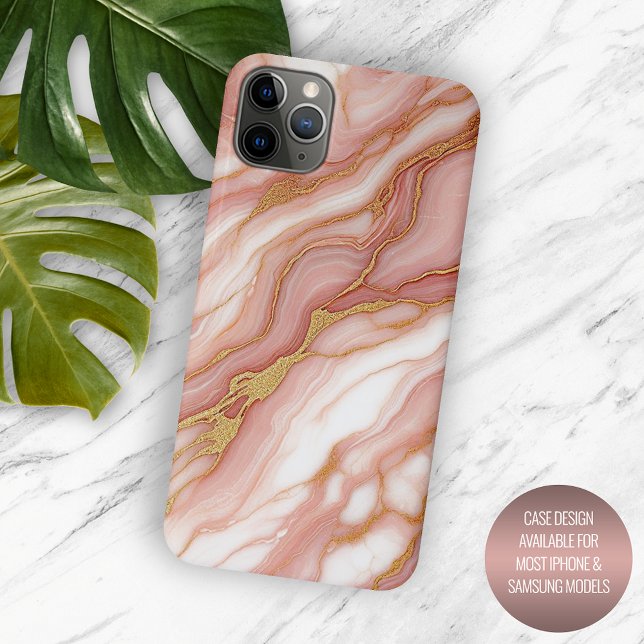 Mauve Blush Pink Red Gold Marble Art Pattern Case-Mate iPhone Case (Creator Uploaded)