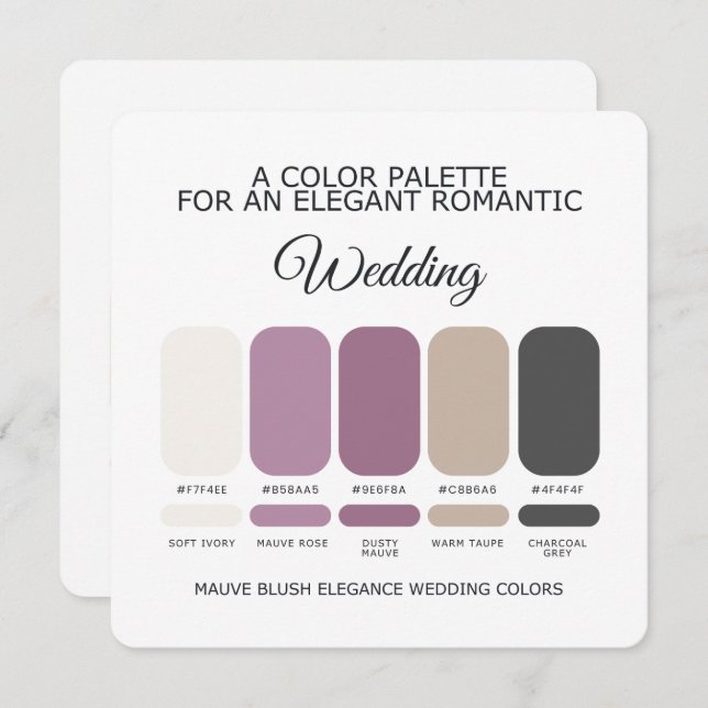 Mauve Blush Wedding Color Palette Card (Front/Back)