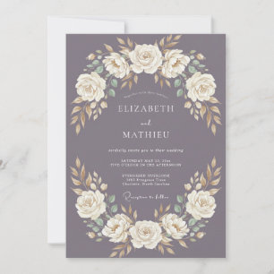 Mauve Bronzed Vintage Wedding Invitation