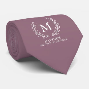 Mauve Brother of the Bride Wedding Monogram Tie