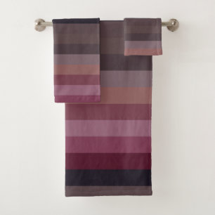 Mauve, Burgundy & Dusty Rose Bath Towel Set