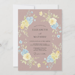 Mauve Butter Azure Rose Wedding Invitation