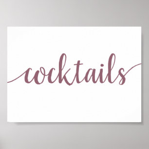 Mauve Calligraphy   Dusty Pink Cocktail Table Sign