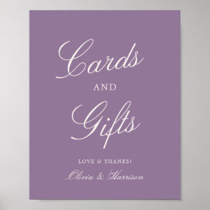 Mauve Calligraphy Wedding Cards & Gifts Sign