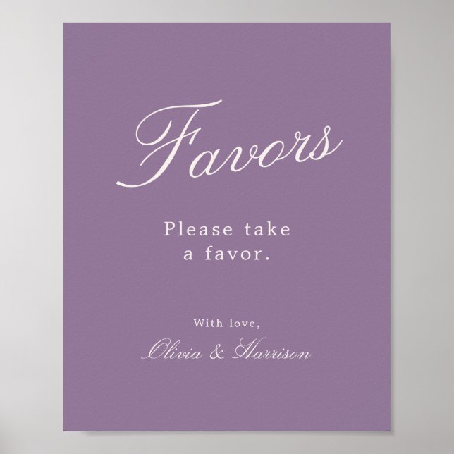 Mauve Calligraphy Wedding Favour Sign (Front)