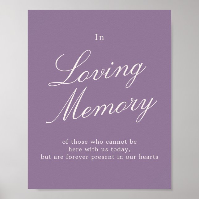 Mauve Calligraphy Wedding Loving Memory Sign (Front)