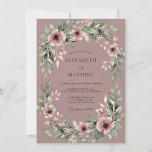 Mauve Captivating Botanical Wedding Invitation
