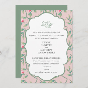 Mauve Chalk and Basil Green Rehearsal Dinner Invitation