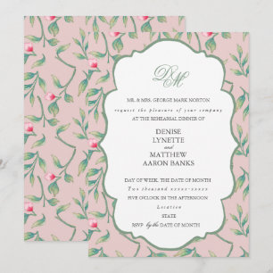 Mauve Chalk and Basil Green Rehearsal Dinner Invitation