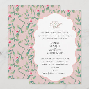 Mauve Chalk and Gossamer Pink Rehearsal Dinner Invitation