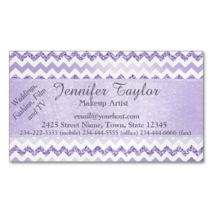 Mauve Chevron Zigzag Glitter Magnetic Cards