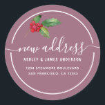 Mauve Christmas Holly New Address Seal<br><div class="desc">The Mauve Christmas Holly New Address Seal features a soft mauve background accented with hand-painted holly leaves and bright red berries. This warm and elegant holiday design adds a festive touch to your change-of-address mail, Christmas cards, and seasonal envelopes. The clean lettering and cozy color palette feel modern and welcoming,...</div>