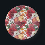 Mauve Chrysanthemums and Red Amaryllis Autumn Paper Plate<br><div class="desc">Designed with a vibrant floral watercolor pattern, these paper plates feature red amaryllis, orange and mauve chrysanthemums, pink ranunculus, and white lisianthus. Perfect for floral-themed parties, weddings, showers, or even everyday dining with a touch of charm. The painterly design offers a handcrafted look that elevates any event. Pair with matching...</div>