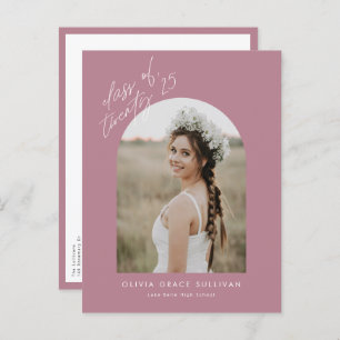Mauve Class of 2024 Arch Photo Graduation Invitation Postcard