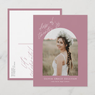 Mauve Class of 2025 Arch Photo Graduation Invitation Postcard