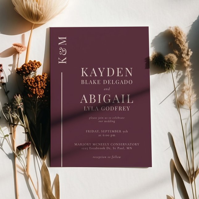 Mauve Clean Line Minimalist Wedding Invitation (Creator Uploaded)