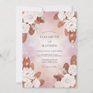 Mauve Copper Bloom Wedding Invitation