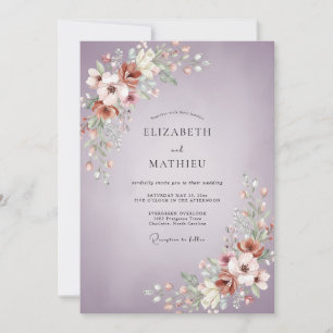 Mauve Copper Peony Wedding Invitation