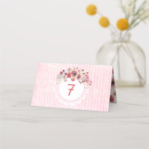 Mauve Coral Floral Wedding Table Number Cards