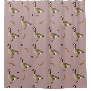 Mauve Country Goose and Wheat Shower Curtain