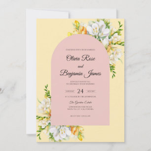 Mauve Cream Magnolia Wedding Invitation