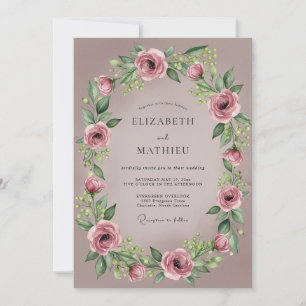 Mauve Delicate Romantic Wedding Invitation
