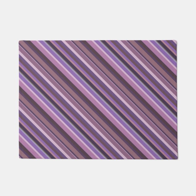 Mauve diagonal stripes doormat (Front)