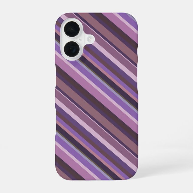 Mauve diagonal stripes iPhone 16 case (Back)