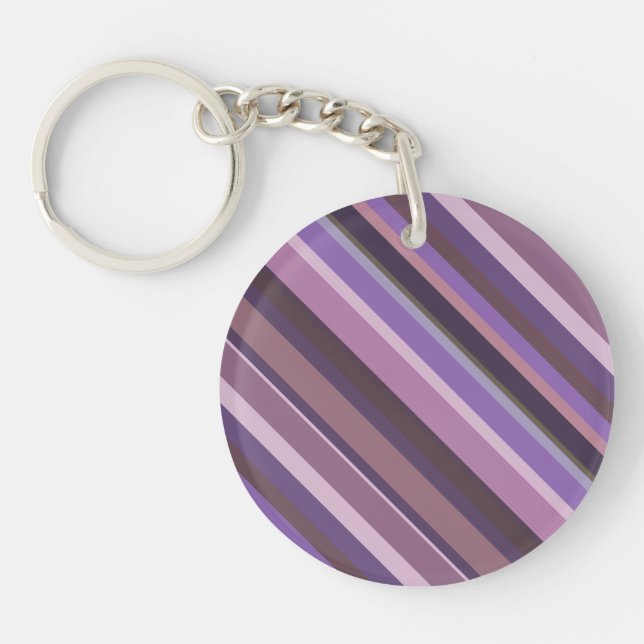 Mauve diagonal stripes key ring (Front)