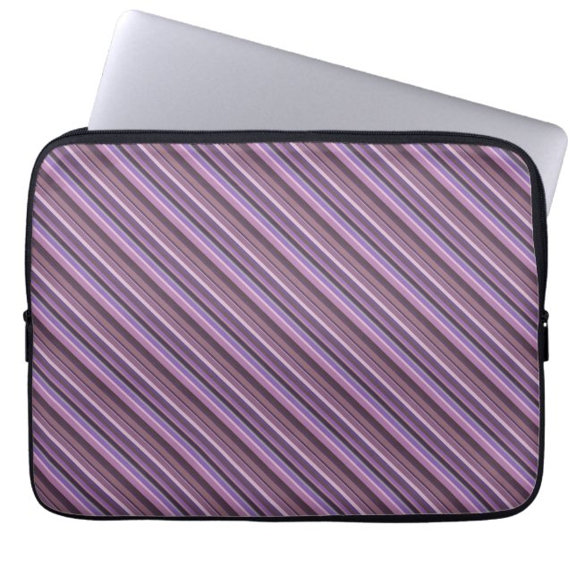 Mauve diagonal stripes laptop sleeve (Front)