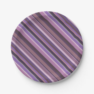 Mauve diagonal stripes paper plate