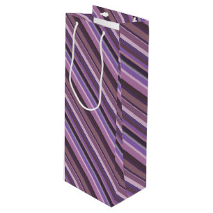 Mauve diagonal stripes wine gift bag