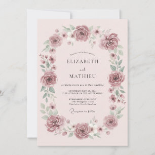 Mauve Dreamy Botanical Wedding Invitation