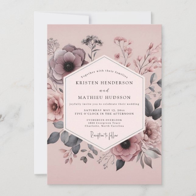 Mauve Duskbloom Wedding Invitation (Front)
