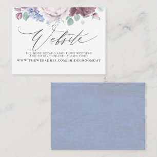 Mauve Dusty Blue Floral Wedding Website Card