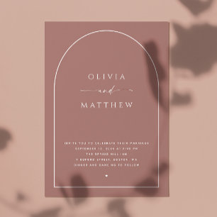 Mauve / dusty rose arch minimalist fall wedding QR Invitation