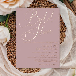 Mauve Dusty Rose Gold Elegant Bridal Shower