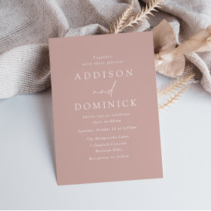 Mauve Dusty Rose Modern Minimalist Wedding Invitation