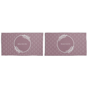 Mauve Elegant Damask Personalised Pillow Case