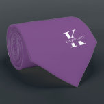 Mauve | Elegant Monogram Name | one-Sided Tie<br><div class="desc">An elegant one-sided necktie featuring a bold white monogram across a Mauve purple background. On top of this monogram sits your first or last name spelled out in all capitals. If you prefer a bolder look for the personal name inside of the large letter you can do the following: Use...</div>