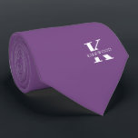 Mauve | Elegant Monogram Name | Two-Sided Tie<br><div class="desc">An elegant two-sided necktie featuring a bold white monogram across a Mauve purple background. On top of this monogram sits your first or last name spelled out in all capitals. If you prefer a bolder look for the personal name inside of the large letter you can do the following: Use...</div>