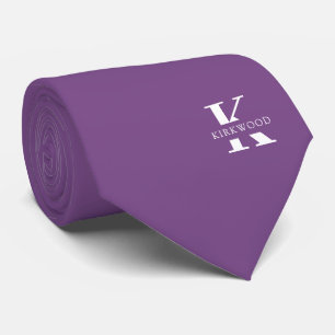 Mauve   Elegant Monogram+Name   Two-Sided Tie