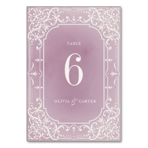 Mauve elegant romantic vintage wedding table card