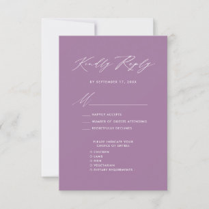 Mauve Elegant Script Minimalist Chic Wedding RSVP