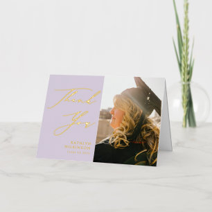 Mauve Elegant Script Simple Graduation Thank You Foil Greeting Card