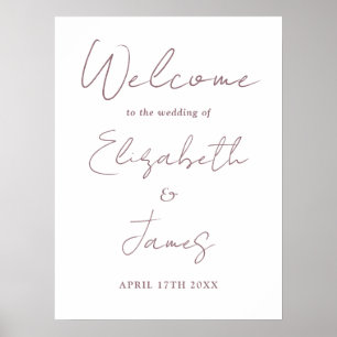 Mauve Elegant Script Wedding Welcome Sign