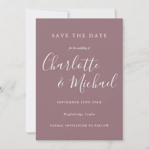 Mauve Elegant Signature Script Photo Save The Date